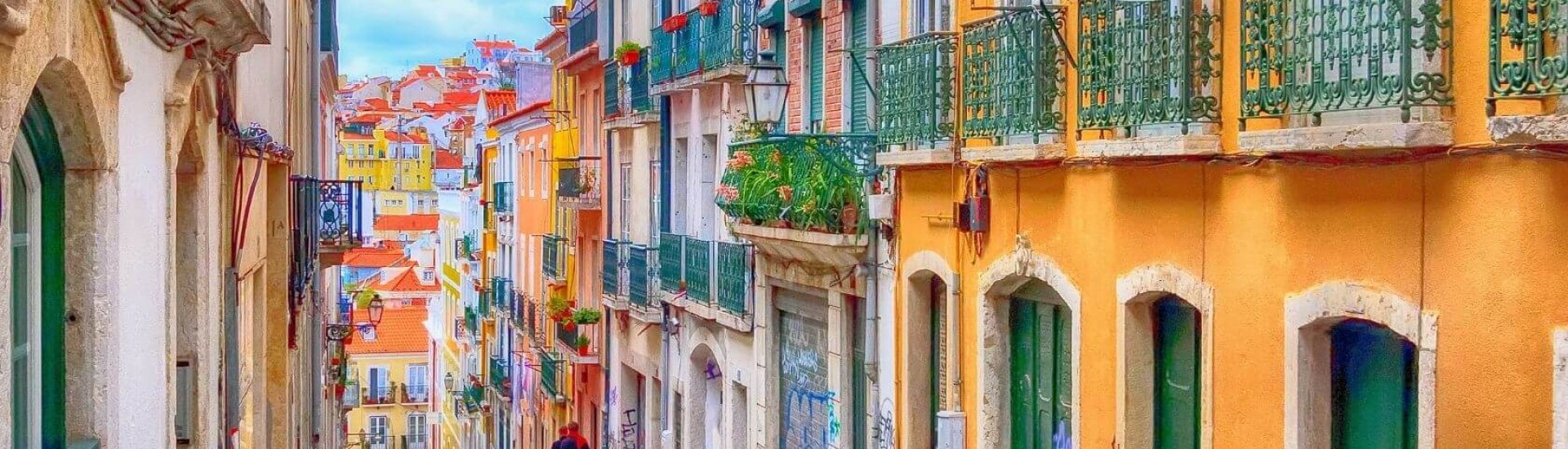 colourful streets of residential area in portugal