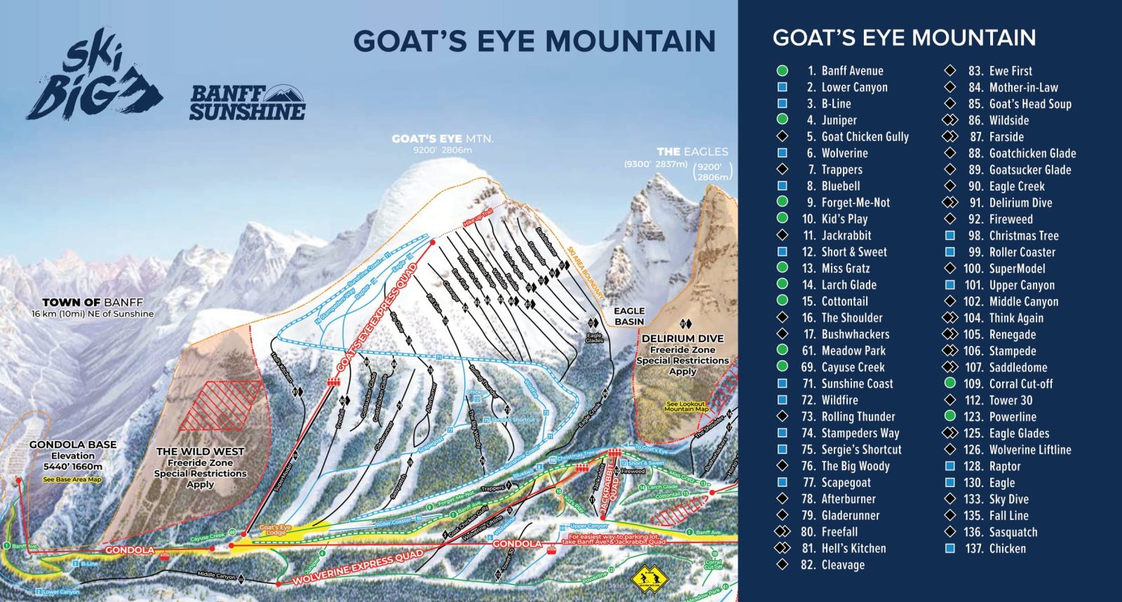 banff sunshine goats eye mountain trail map
