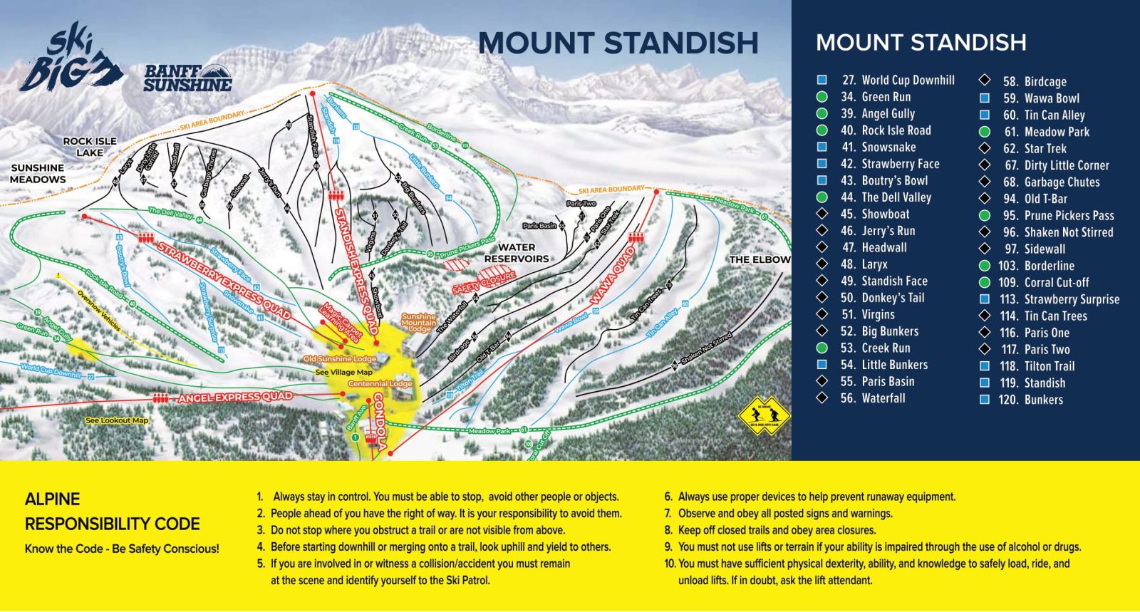 banff sunshine mount standish trail map